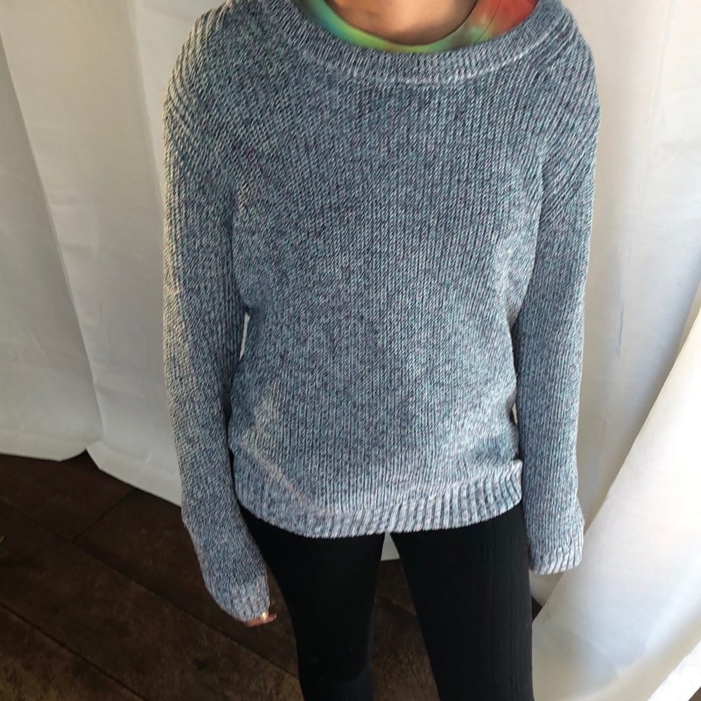 Pale blue Uniqlo cable sweater